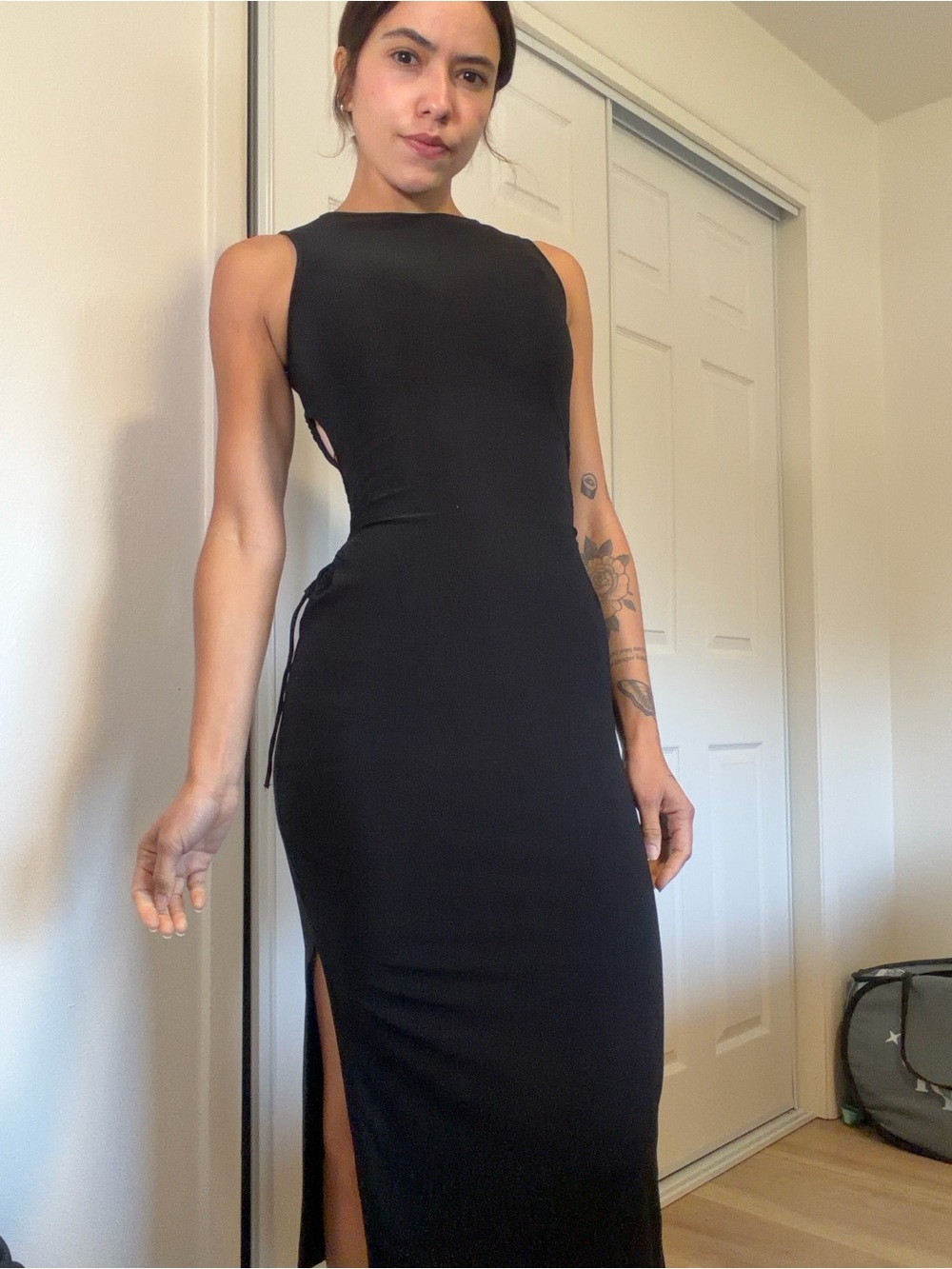 Zara Black Sleeveless Side-Slit Maxi Dress